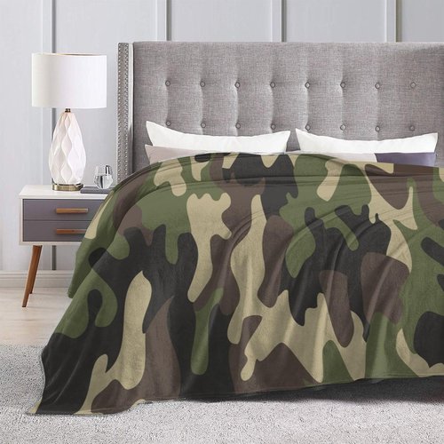 Camouflage Classic Camo Blanket Soft Comfy Flannel Throw Blankets Lightweight Warm Bed Throws Plush For Couch Sofa Camping Office Travel Home Bedroom Decor Girls Boys Kids Gifts 50"X40"