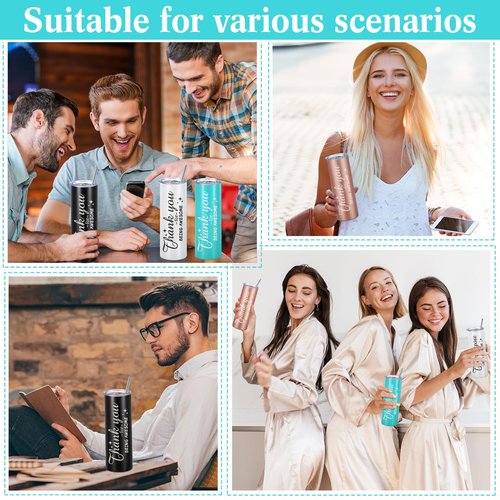 Sieral Thank You Gifts Appreciation Tumbler Employee Thank You for Being Awesome Stainless Steel Travel Tumbler 20 oz Graduation Gift Father Friends Mom Wife Coworker Women Men(Classic Color,8 Sets)
