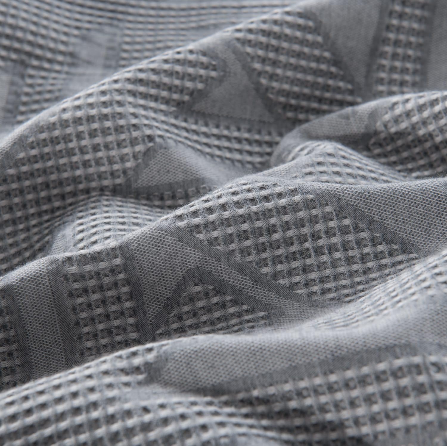 meadow park Matelasse Duvet Cover Set, 100% Cotton, Pre-Washed, Soft & Cozy, Woven Jacquard Textured, Waffle Design Bedding Set, Twin, Grey