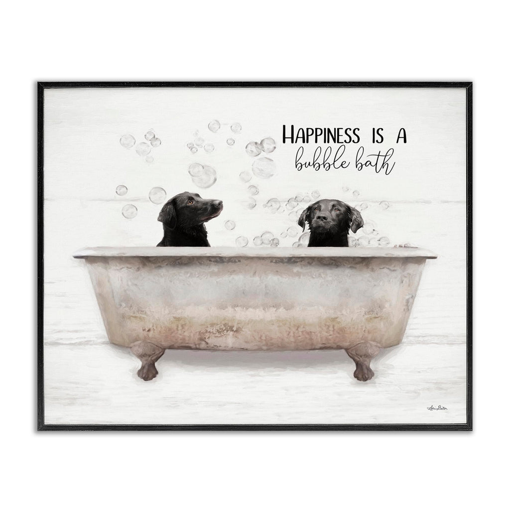 Stupell Industries 'Happiness is a Bubble Bath Dogs', Framed Giclee Art, Black, 20 x 16 Inches, Easy to Hang and Sturdy, Made in USA, by Lori Deiter