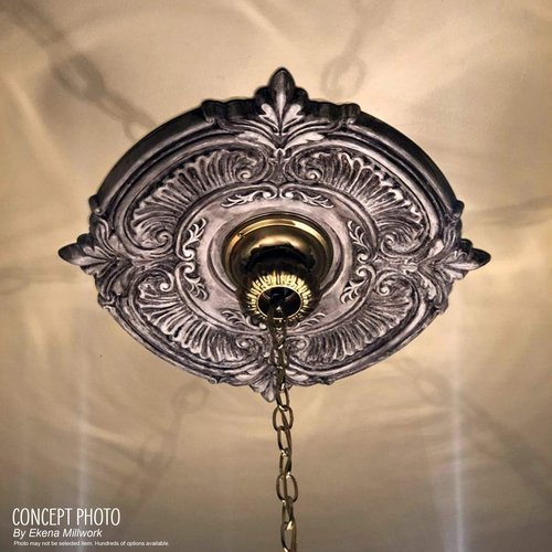 Ekena Millwork CMP13AT Attica Thermoformed PVC Ceiling Medallion (Fits Canopies up to 5"), 13"OD x 3 1/2"ID x 3/4"P