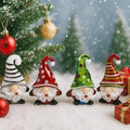 AceOrbit Mini Christmas Gnome Decorations - 4 Pcs Glass Santa Claus Ornaments for Holiday Table Decor
