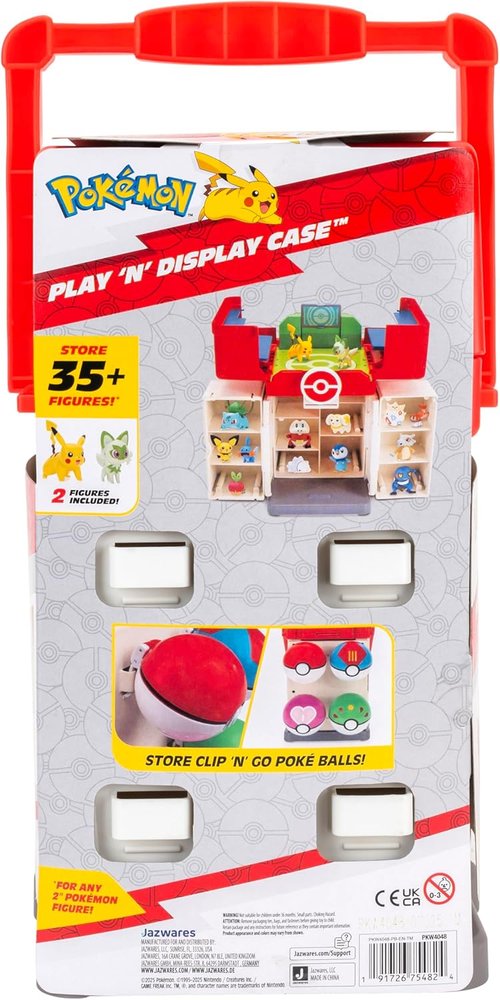 Jazwares Pokémon Play ‘N’ Display Case - Multi-Level Storage for 35+ Battle Figures | Rooftop Arena