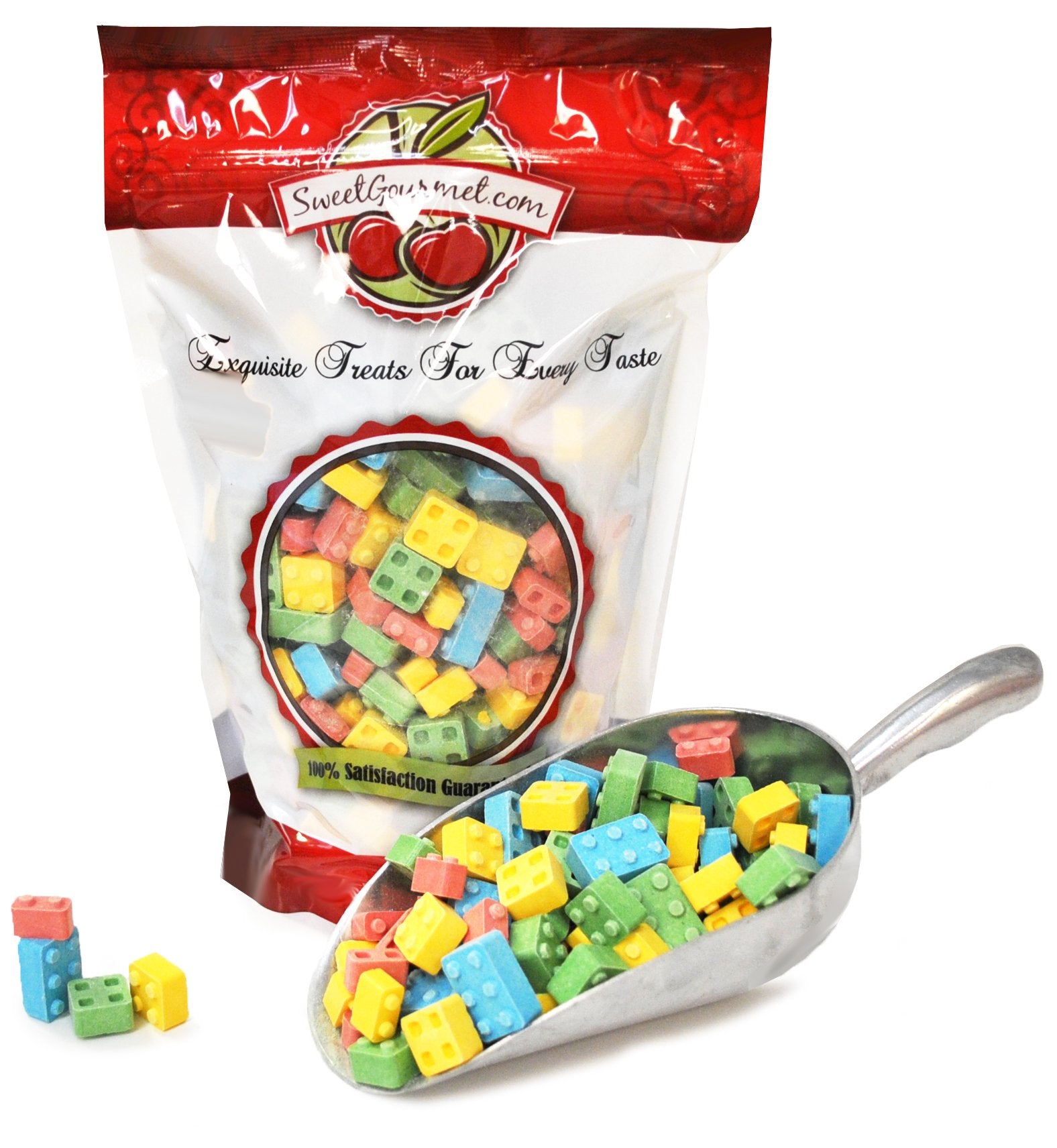 SweetGourmet Candy Blox, Building Block Shaped Candy, Assorted Fruit Flavors, Cherry Lime Blueberry Banana, 2 Pound Bag