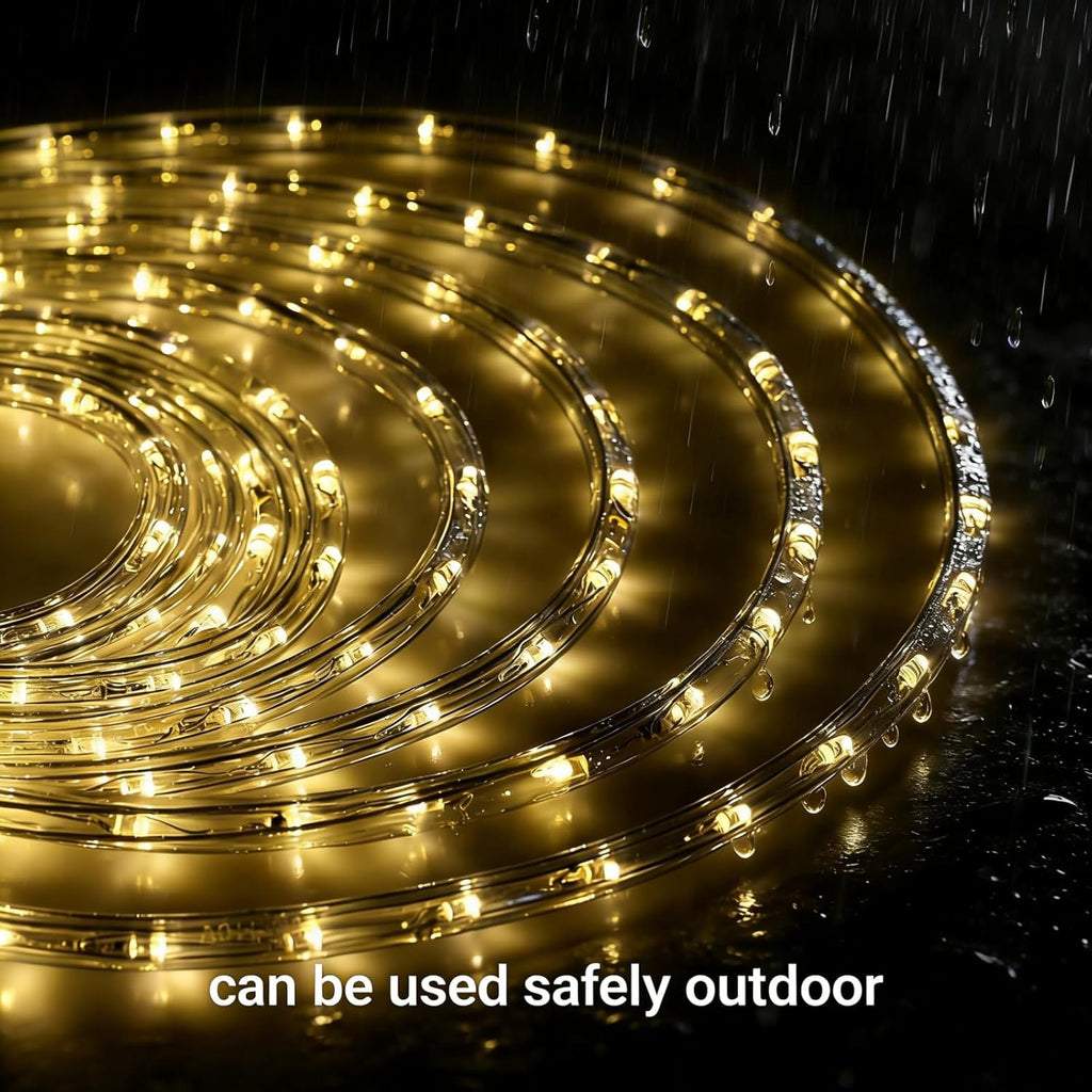 Skiennix 100Ft LED Rope Lights - Warm White, Waterproof Indoor/Outdoor | Cuttable, 1080 LEDs for Garden & Holiday Decor