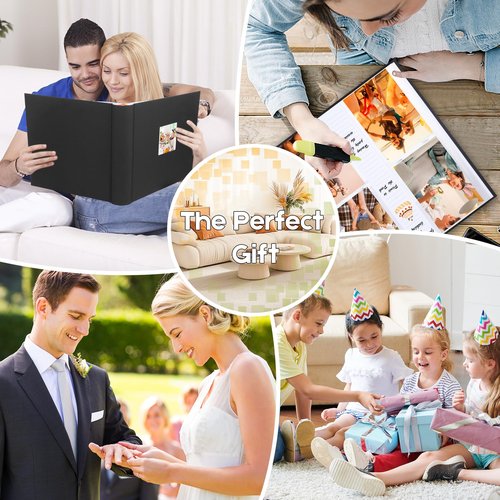 Photo Album 4x6 600 Photos with Writing Space Linen Cover with Front Window Picture Album, 600 Photos 4x6 Photo Album Book for Wedding Kids Travel Family Baby Pictures (Black)