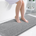 OLANLY Bathroom Runner Rugs - Soft Absorbent Chenille Bath Mats | Quick Dry, Machine Washable, 47x24, Light Grey