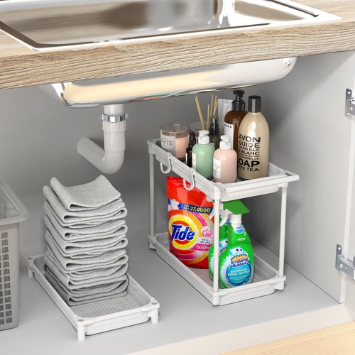 SimpleHouseware Standard 3-Tier Slim Rolling Storage Cart, White
