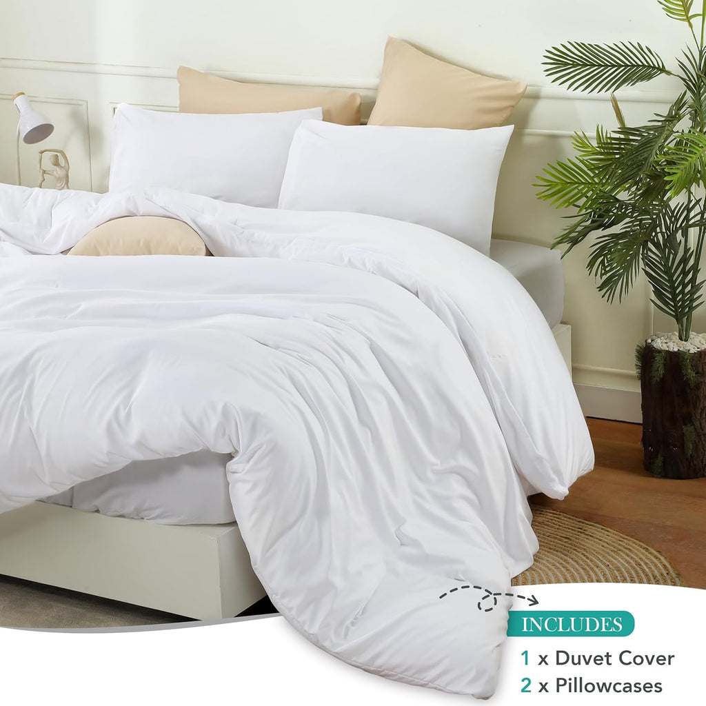 Utopia Bedding Duvet Cover Set - Soft Brushed Microfiber with Zipper Closure | 3 Pieces (Queen, White)