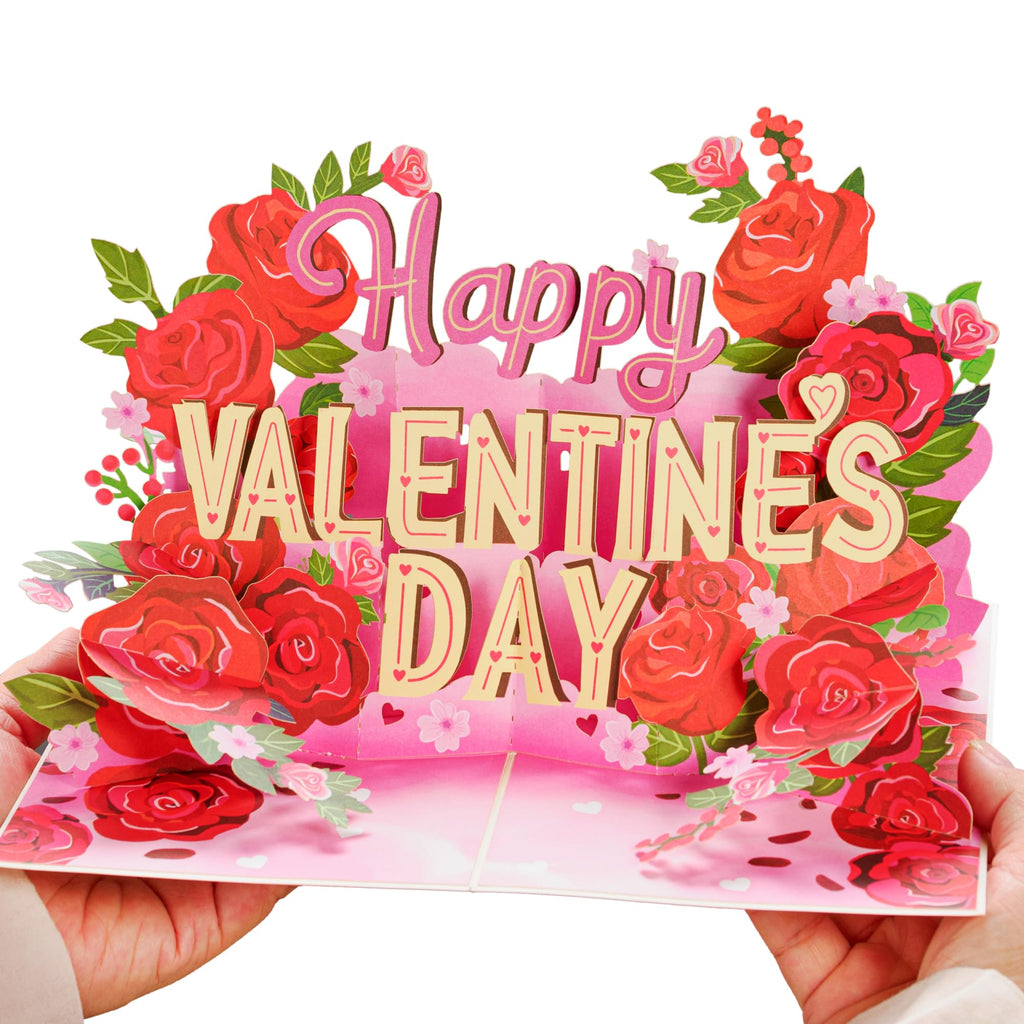 Paper Love Happy Valentine's Day Card, 3D Pop Up Valentine Cards - 5" x 7" Cover - Includes Envelope and Removable Note Card