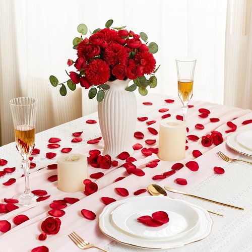 SITUMEIZI 400PCS Fake Red Rose Petals Artificial Silk Flower Red Petals for Romantic Night for Her Set Valentine's Day, Wedding, Proposal Anniversary Decorations
