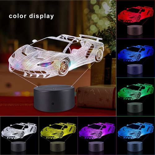 FlyonSea Race Car Gifts,Car Lamp Party Supplies 7 Color Changing Nightlight with Touch and Remote Control（Timer,Cars Light Birthday Christmas Gift