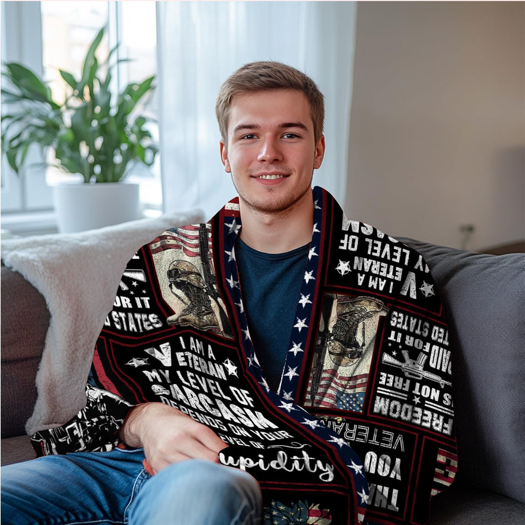 BUUGVIIL Veteran Gifts for Men Dad Husband, Fathers Day Birthday Retirement Gifts for Veterans, Navy/Army/Air Force Veteran Gifts, Hard Head Veterans Blanket 50"x60"