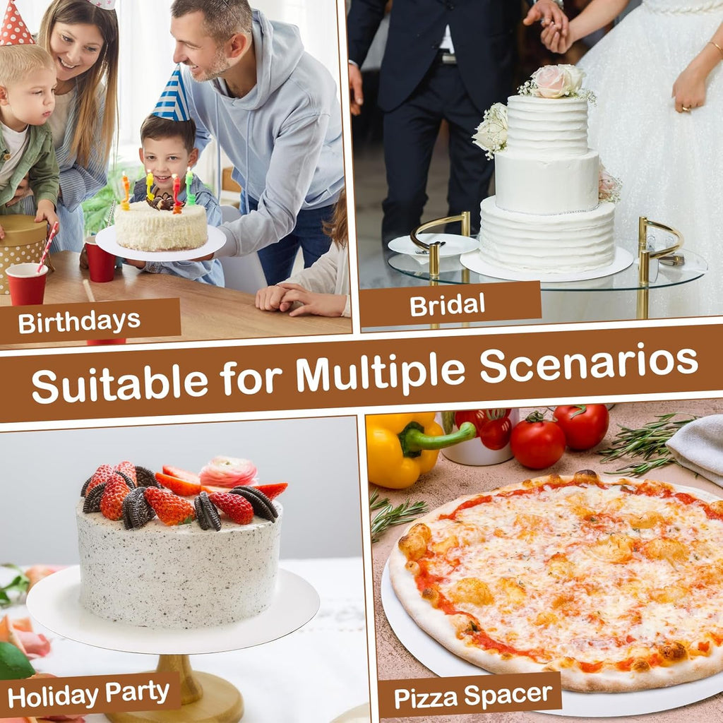 Regine Switzerland 10-Inch Round Cake Boards - 6 Pcs Waterproof & Oil-Proof Food-Grade Cardboard for Weddings & Desserts