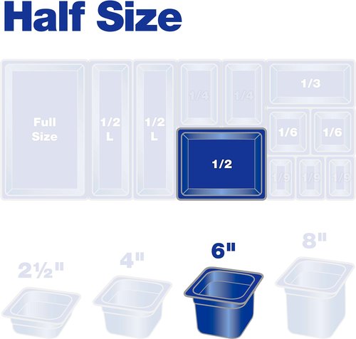 Proposed Value: Carlisle FoodService Products Storplus 1/2-Size Food Pan for Catering, Buffets, and Restaurants, Polycarbonate 6 Inches Deep, Clear, (Pack of 6)