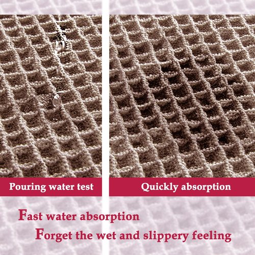 ZALL Tan Waffle Bath Mat,Super Absorbent Non Slip Bathroom Rug,Brown 17x24inch,Machine Washable Ultra Soft Floor Mats