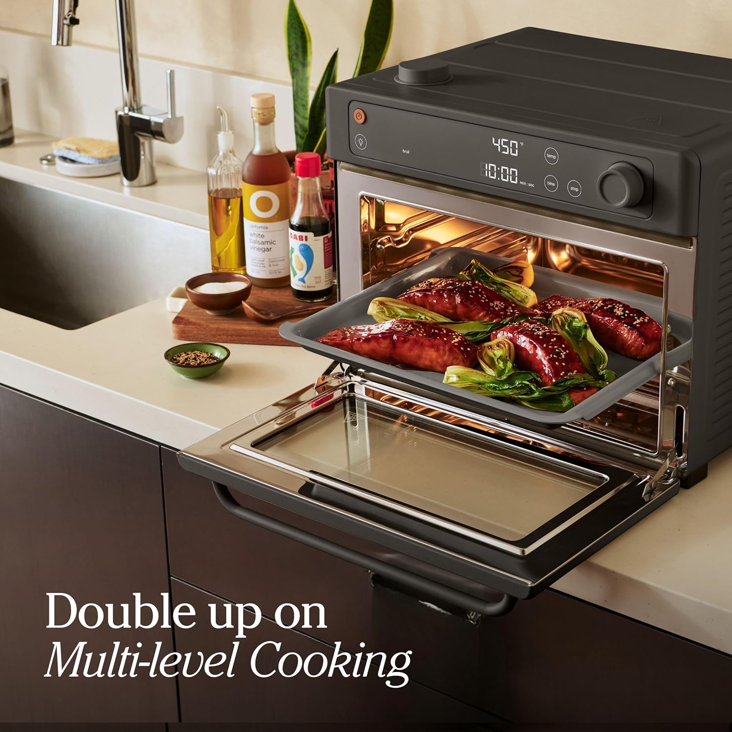 Our Place Wonder Oven - 6-in-1 Air Fryer Toaster Oven with Steam Infusion | Non-Toxic, PFAS-Free | Char Color