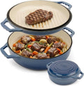 Le Creuset 2-in-1 Enameled Cast Iron Braiser Pan - 3.3-Quart Dutch Oven & Grill Lid Combo
