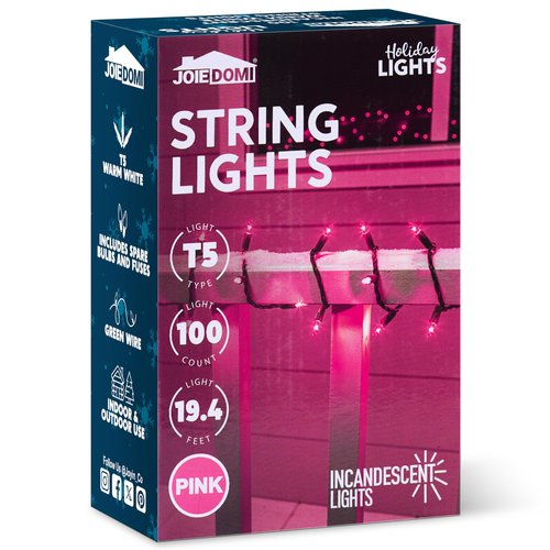 Joiedomi Pink Christmas String Lights,200(2x100) 42.8FT Valentines Day Fairy Tree Lights Plug in for Indoor Outdoor Xmas Valentines Decor Patio Holiday Theme Party Yard House,Green Wire