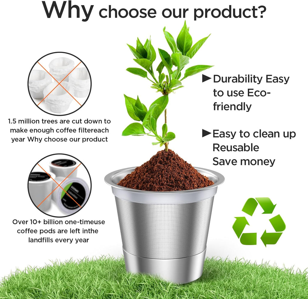 Noalto Reusable K Cups - Universal Stainless Steel Coffee Pods for Keurig 1.0 & 2.0 | 2-Pack