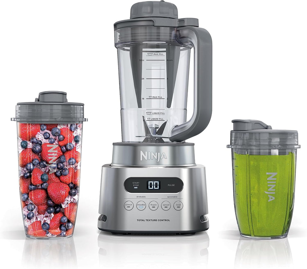 Ninja SS151 TWISTi Blender DUO - High-Speed 1600W Smoothie Maker with 34oz Pitcher & 2 To-Go Cups - Gray