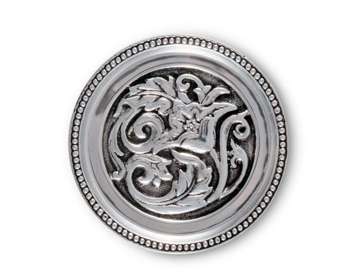 Arthur Court Aluminum Metal Western Concho Drink Coasters for Home Counters, Kitchen, Dining, Living Room, Patio, Coffee Table, Metal Holder Cork Padding Set of 4 Stackable 4 inch Diameter