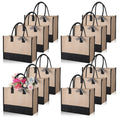 Reginary 12 Pieces Burlap Tote Bags Set Jute Tote Bag with Handles Initial Canvas Beach Bag Large Reusable Burlap Gift Tote Bag for Women Shopping Market Grocery Holiday Travel DIY Gift Bags