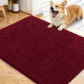 OLANLY Dog Door Mat - Absorbent Non-Slip Chenille for Muddy Paws | 40x32, Quick Dry, Burgundy