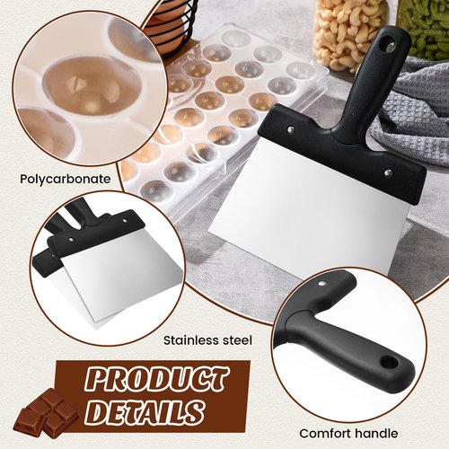 Baderke Polycarbonate Chocolate Molds with Chocolate Scraper Mould Bullet Clear Hard Plastic for Smoothing Cheese Cream Cake Scraper(Bullet)