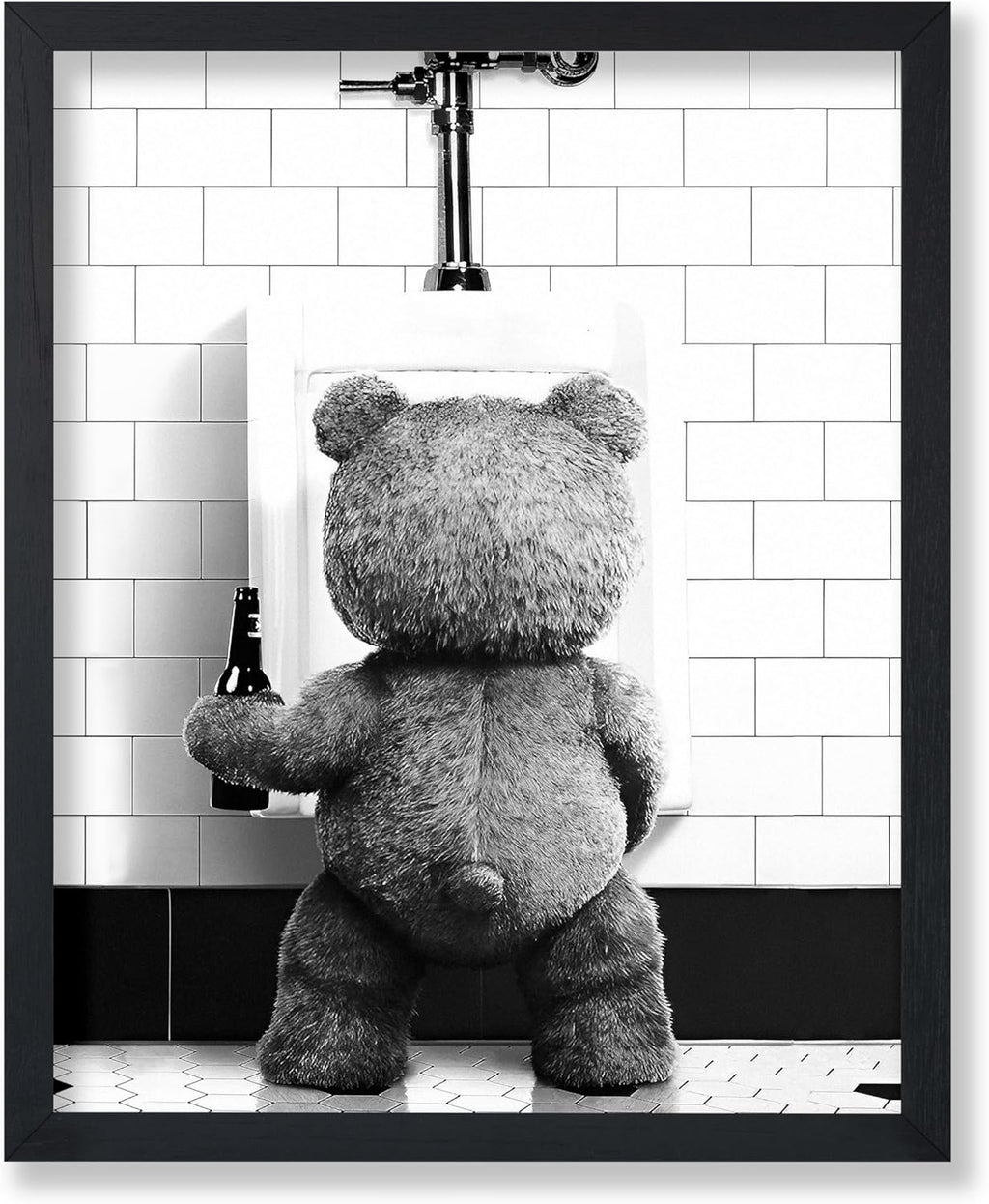 Poster Master Funny Teddy Bear Print - Humorous Wall Art Gift for Movie Fans | Black & White - 8x10 Unframed