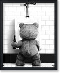 Poster Master Funny Teddy Bear Print - Humorous Wall Art Gift for Movie Fans | Black & White - 8x10 Unframed