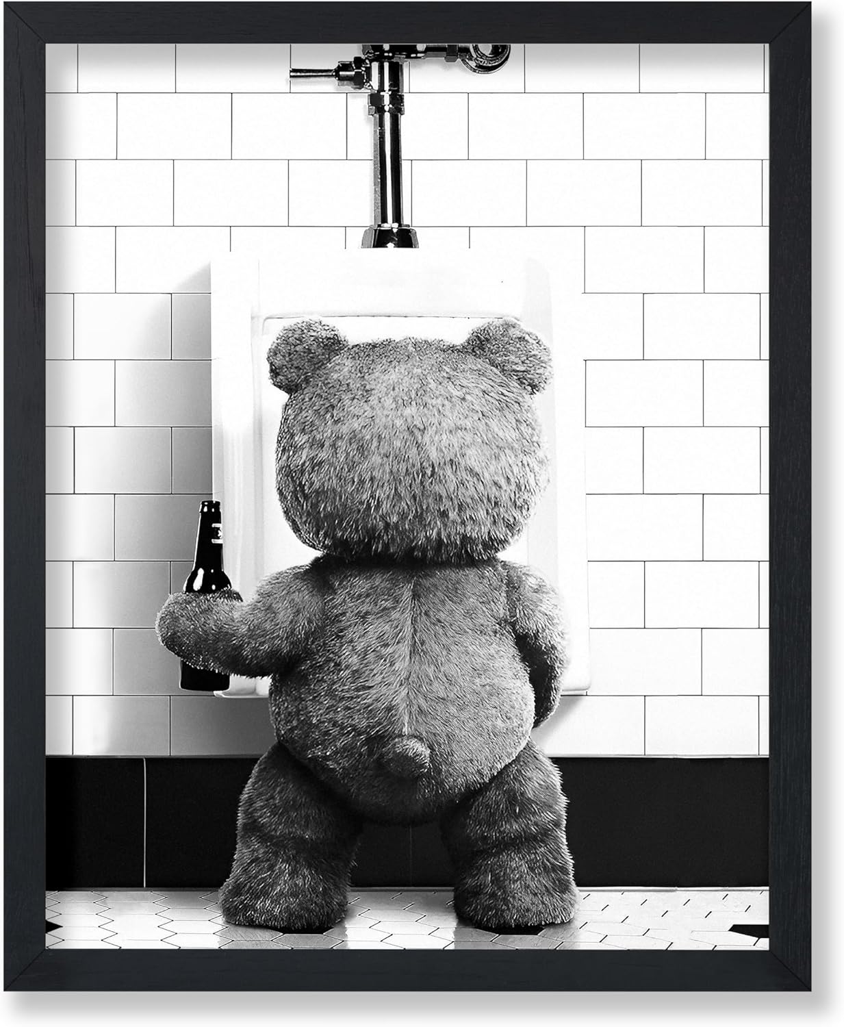 Poster Master Funny Teddy Bear Print - Humorous Wall Art Gift for Movie Fans | Black & White - 8x10 Unframed