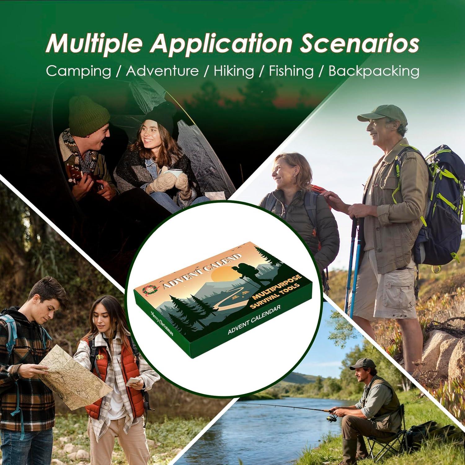 2025 Survival Kit Advent Calendar for Men - 33-Piece Outdoor Gear for Camping, Fishing & Hunting