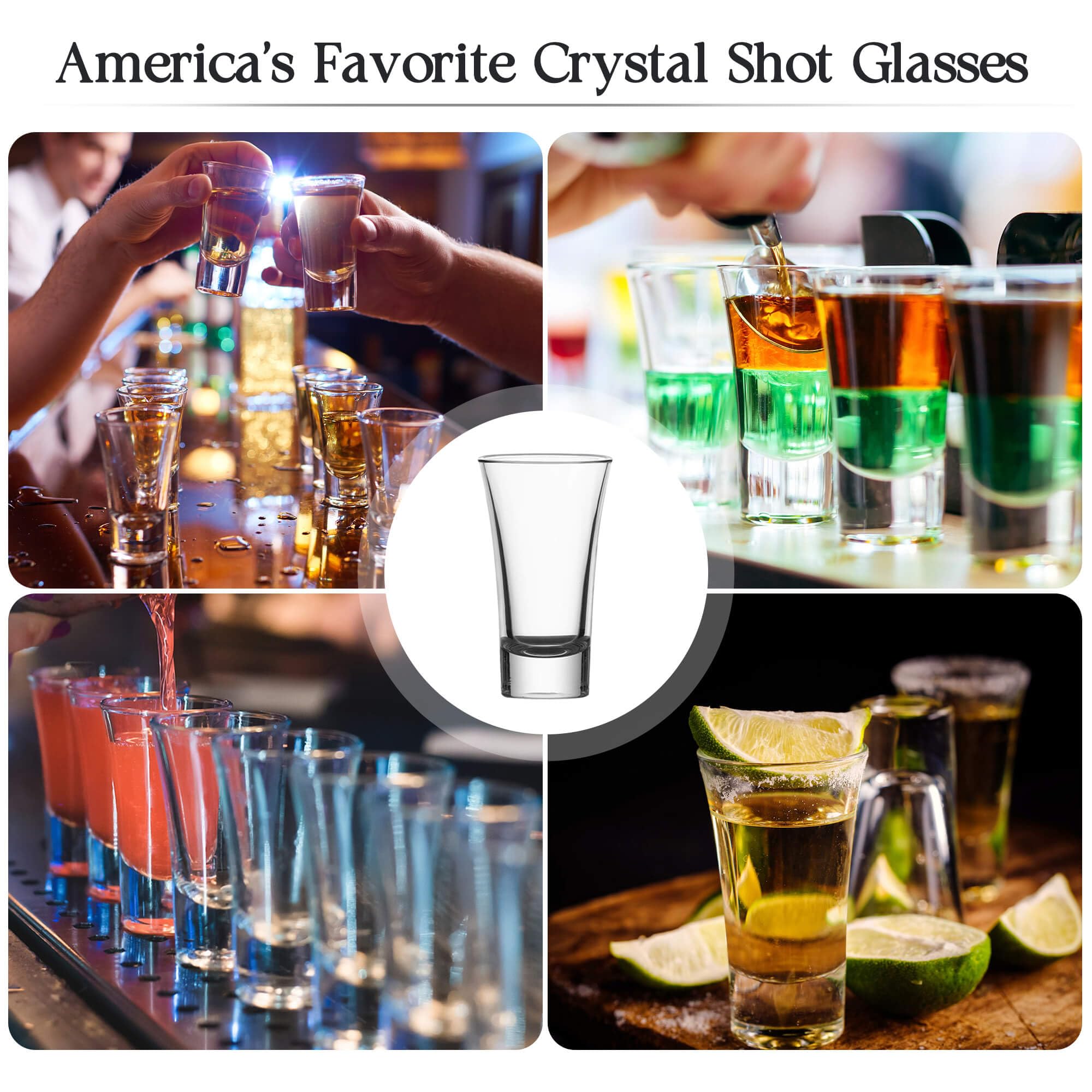 TAOUNOA 18 Pack Shot Glasses, 2 OZ Heavy Base Clear Shot Cups for Whiskey, Tequila, Vodka, Espresso - Durable Glasses Drinking Set for Home, Bars & Parties