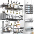 NESOMI Shower Caddy - Rustproof Stainless Steel Adhesive Organizer | 8-Pack Large Capacity Storage with Soap Dish & Hooks