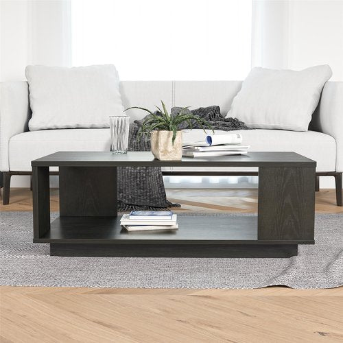 Ameriwood Home Knowle Contemporary Coffee Table, Black Oak, Minimal Design, Eco-Friendly, MDF/Engineered Wood