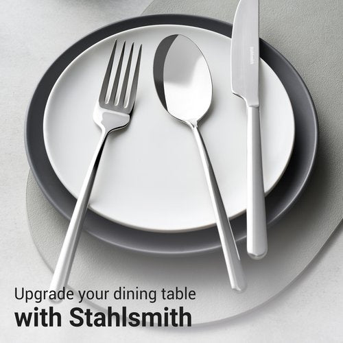 Stahlsmith Riesa Flatware Set for 8, 40-Piece 18/10 Stainless Steel Silverware Set, Modern Cutlery Set with Mirror Finish, Dishwasher Safe Kitchen Utensils, Mother’s Day Gifts