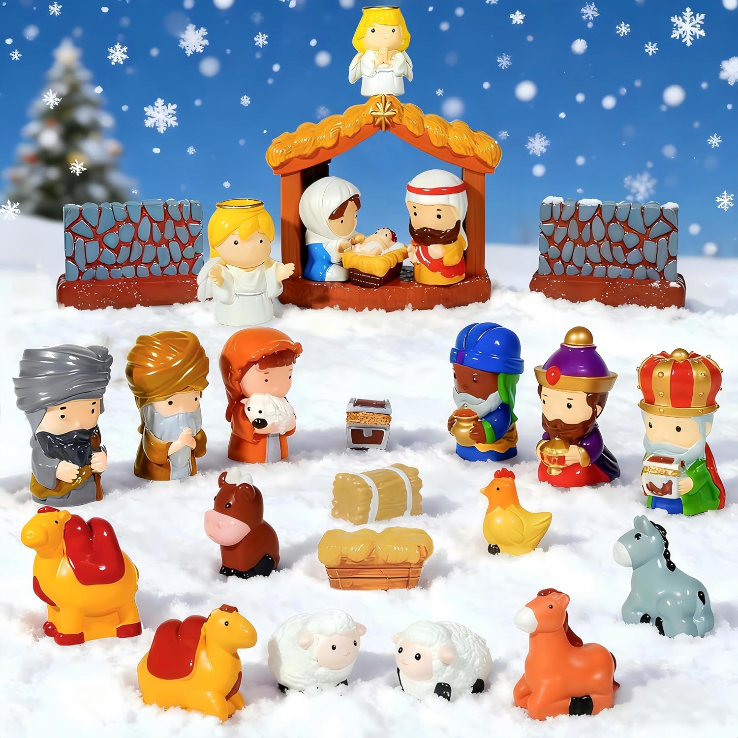 Regine Switzerland Nativity Set - 24 Pcs Hand-Painted Christmas Figurines for Festive Tabletop Decor