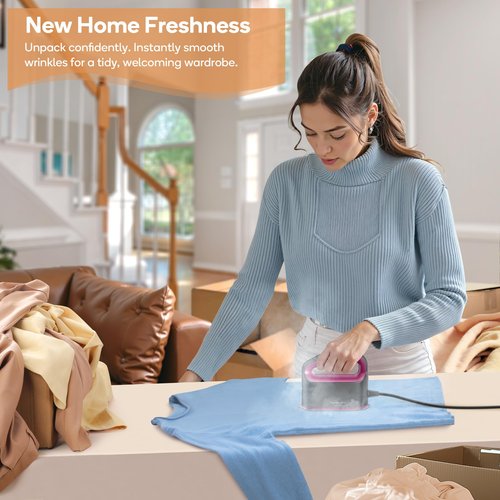 Newbealer Smart Steam Iron for Clothes, Mini Heat Press, 1200W Professional-Grade Turbocharged 3 Steam & 3 Dry Heat Modes, 45s Heat-Up, Auto-Off, Nonstick Soleplate for Home/RV/Hotel (Mint Green)