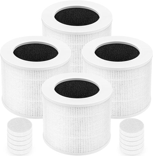 LEVOIT Core Mini Replacement Filter - 3-in-1 Efficient Air Filter with 10 Aroma Pads | 4-Pack