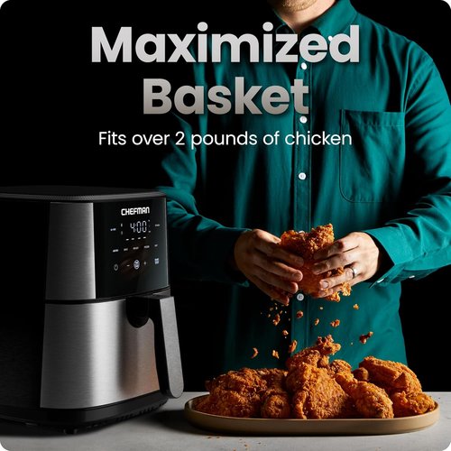 Chefman Air Fryer 6 Qt - TurboFry® 5-in-1 with 450°F Hi-Fry for Crispier Results | XL Nonstick Basket