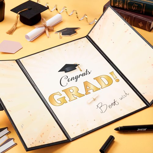 JOYIN 2026 Graduation Guestbook Alternative(Black & Gold), 12" Signature Congrats Graduation Party Decorations, Class of 2026 Grad Card for High School College Grad Gift, Party Guest Signing Cardboard
