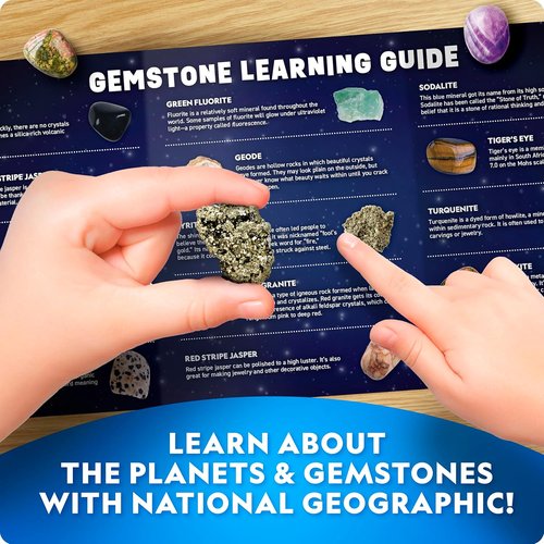 National Geographic Ultimate Space Gemstone Dig Kit - 8 Planet-Shaped Bricks with 16 Real Gems for Kids