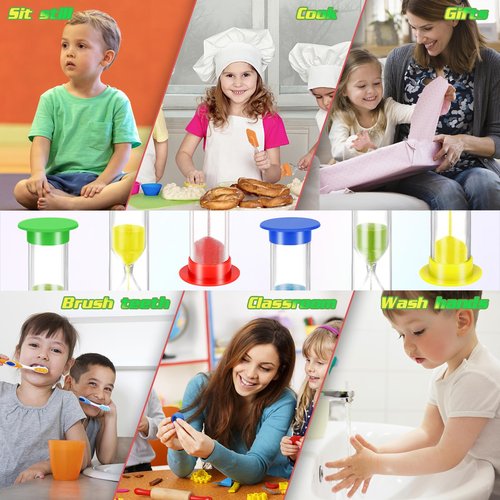 12 Pcs 5 Minute Sand Timer Plastic Colored Hourglass Timer Mini Sand Timer Classroom Sand Timers for Teacher Students School Classroom Home Office Supplies(12, Colors)