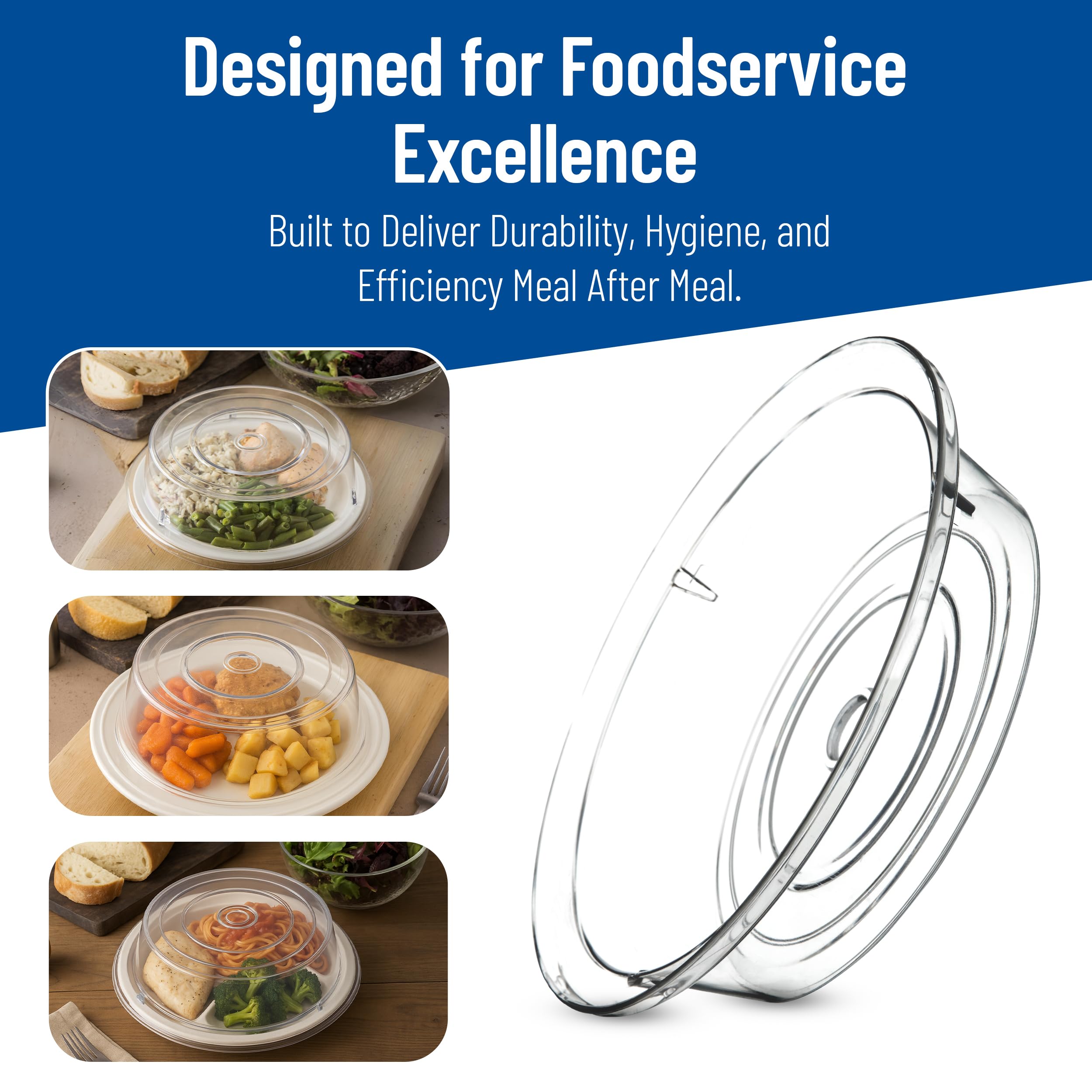 Carlisle FoodService Products 198907 Commercial Plastic Plate Cover, 10-3/16" to 10-1/4", Clear