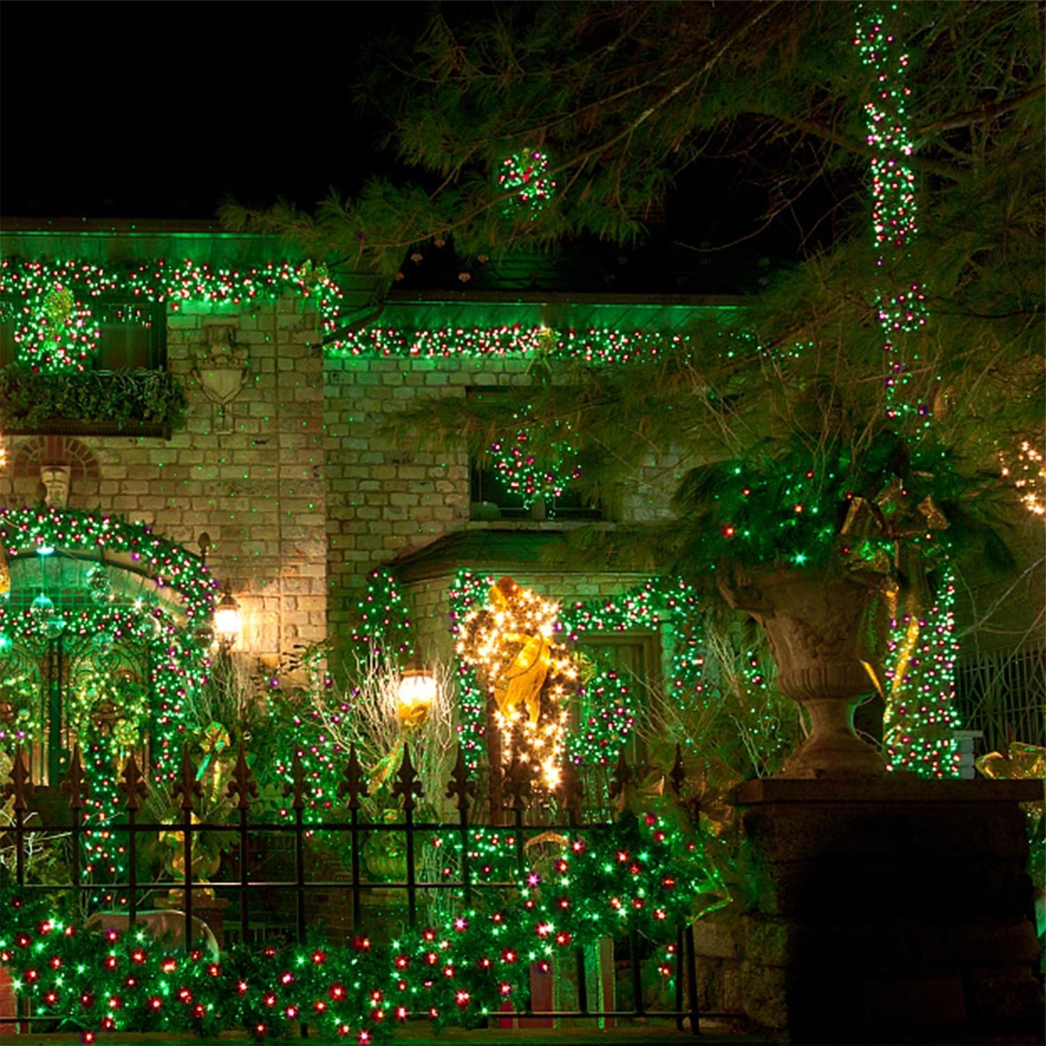 WATERGLIDE 1000 LED Christmas String Lights - 328 FT Waterproof Fairy Lights with Remote & 8 Modes | Red & Green