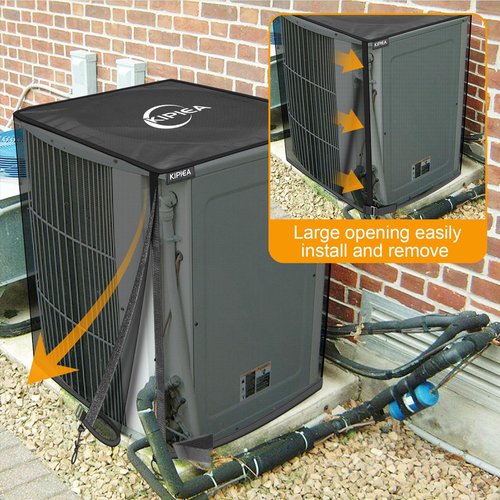 Kipiea 2 in 1 Upgraded Full Mesh Outdoor AC Unit Cover with Detachable 600D Waterproof Top, Air Conditioner Mesh Covers for Outside Units, for All Season (36" W x 36" D x 40" H)
