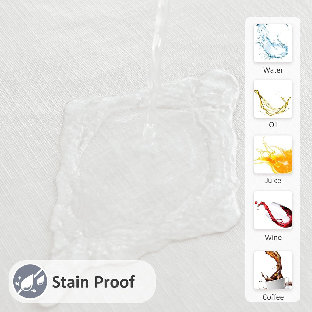 Skiennix Square Vinyl Tablecloth - Waterproof Flannel Backing | 54x54 Inch Ivory - 6 Pack for Outdoor Dining