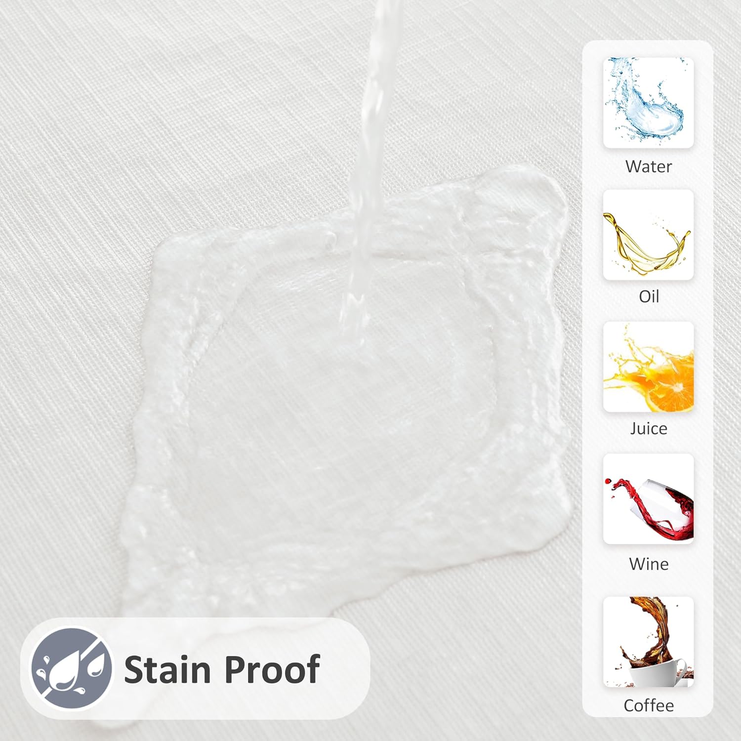 Skiennix Square Vinyl Tablecloth - Waterproof Flannel Backing | 54x54 Inch Ivory - 6 Pack for Outdoor Dining