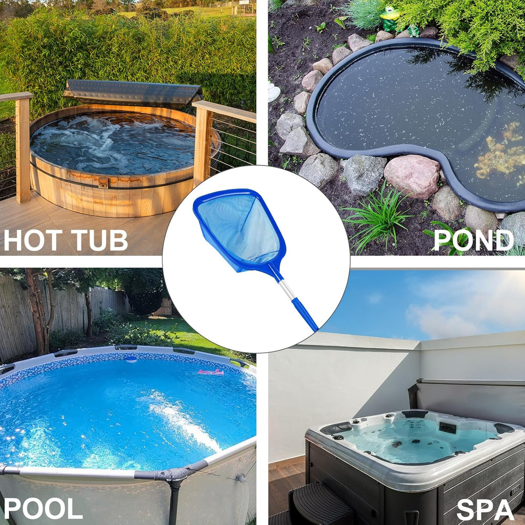 Skiennix Hot Tub Skimmer Net - 13'' Aluminum Pole with Ultra Fine Mesh for Efficient Leaf & Debris Cleaning